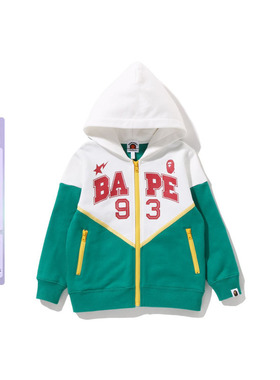 BAPE童装秋冬字母数字印花拼色连帽卫衣外套315001J
