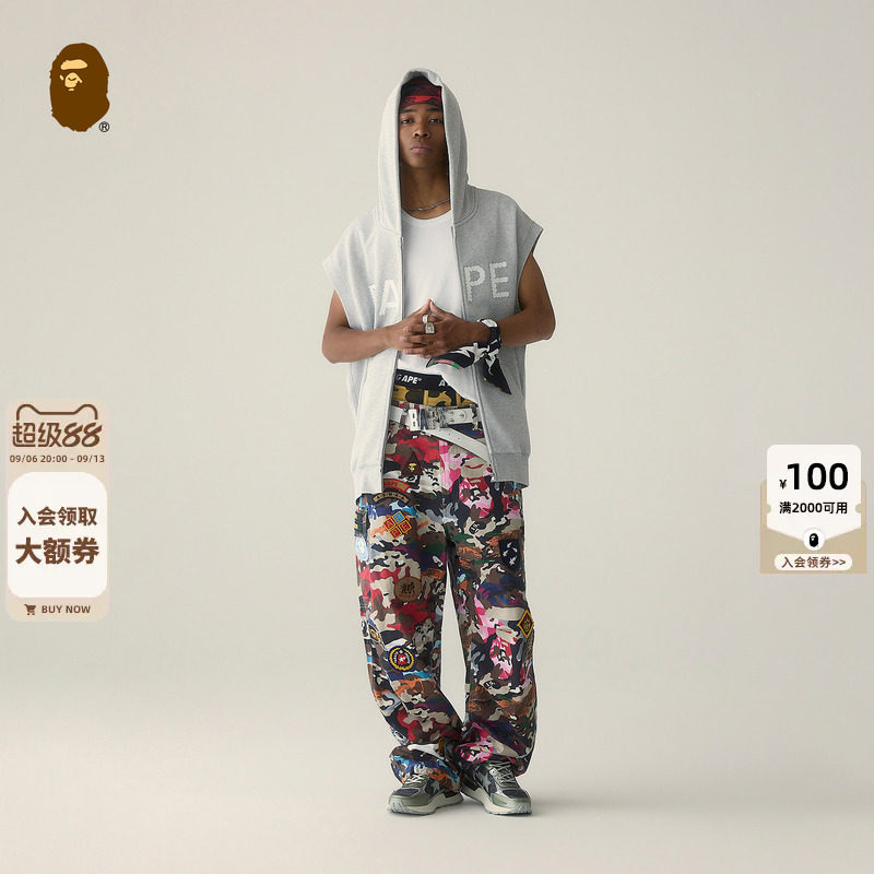 BAPE男装26年秋冬混合迷彩多图案布章贴袋工装裤311521R