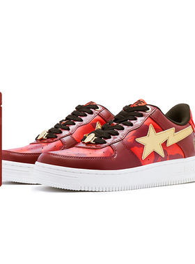 BAPE STA男鞋春夏撞色星标红色迷彩拼接休闲鞋191003K