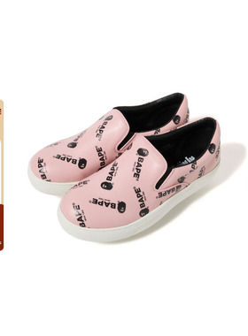 BAPE SLIP ON女鞋春夏猿人字母印花一脚蹬休闲鞋291501C