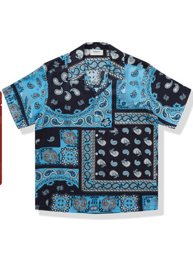 BAPE BLACK男装25年春夏佩斯利腰果花图腾真丝短袖衬衫T8200MI