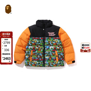 BAPE童装 MILO拼接羽绒服344003N 24年秋冬像素游戏卡通小猴BABY