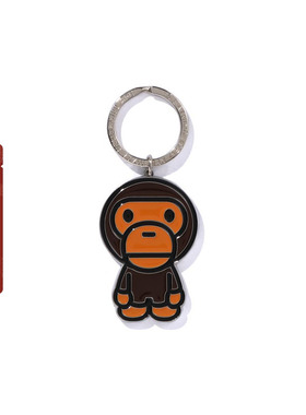 BAPE配饰卡通BABY MILO小猴字母刻印金属钥匙扣X00682O
