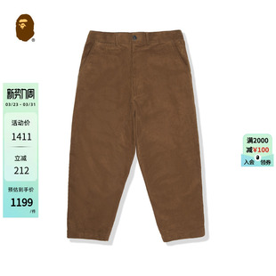 T6401MJ 24年秋冬彩色字母猿人贴布灯芯绒休闲裤 BAPE BLACK男装