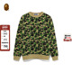 BAPE女装 春夏猿人LOGO刺绣徽章迷彩印花长袖 圆领卫衣213510E