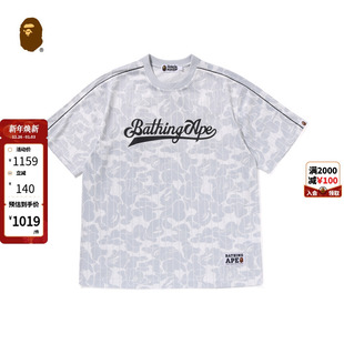 BAPE男装 T恤007091O 25年春夏迷彩图案竖纹棒球运动风短袖