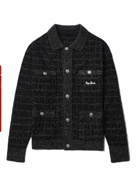 BAPE BLACK男装24年秋冬粗花呢小香风毛衣针织开衫120302N