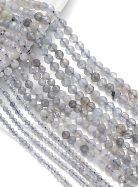 天然仿玉石灰色切面拉长石散珠手工串珠diy手串手链项链饰品材料