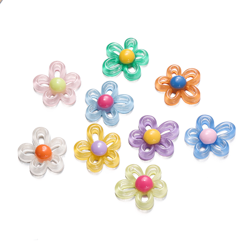 透明彩色镂空不规则花diy挂件