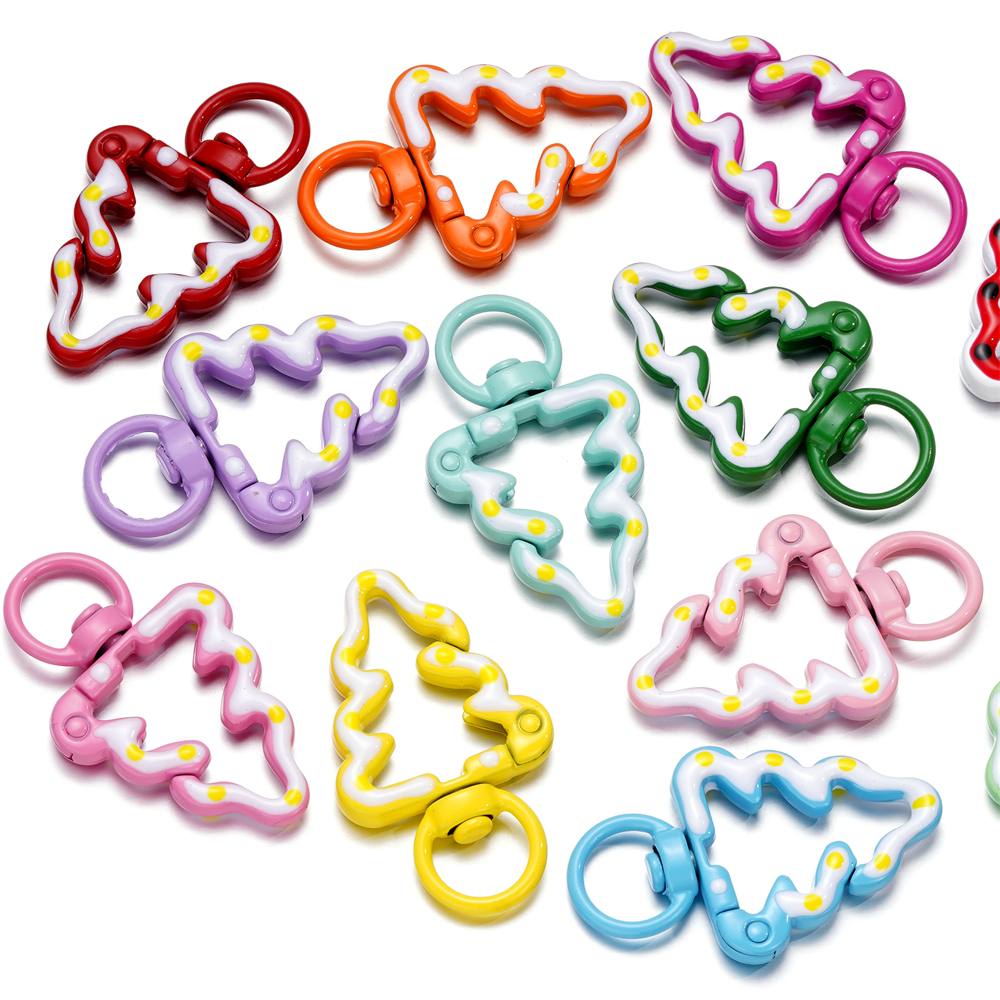 可爱双面彩绘圣诞树弹簧扣挂扣