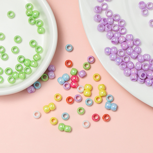 6mm亚克力镀彩大孔珠子散珠串珠手工diy手串手链包包手机链材料