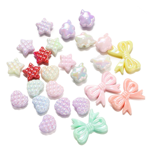 亚克力实色AB彩云朵五角星爱心通孔珠子diy手机链手链串珠配件