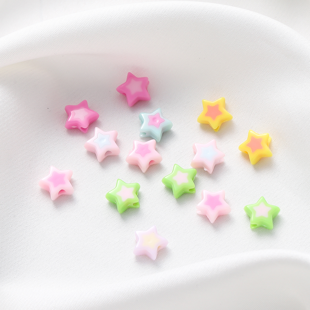 亚克力彩色实色双色五角星珠子
