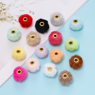 秋冬小香风彩色金属毛球通孔大孔串珠手链手机链隔珠DIY饰品配件