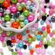 仿ABS大小混款 彩色珍珠穿孔珠子散珠diy手链项链包链串珠材料