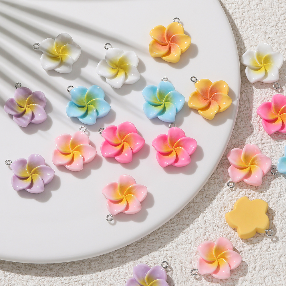 树脂亮面鸡蛋花五瓣花吊坠挂件