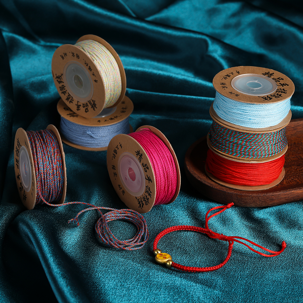 文玩彩色手搓耐磨编织棉线串珠线