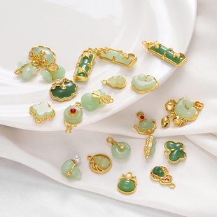 金镶琉璃玉吊坠仿玉葫芦平安扣福袋饰品手工diy手链项链手串配件