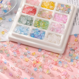 亚克力透明渐变洒金铃兰花穿孔散珠手工串珠diy手链手串饰品配件