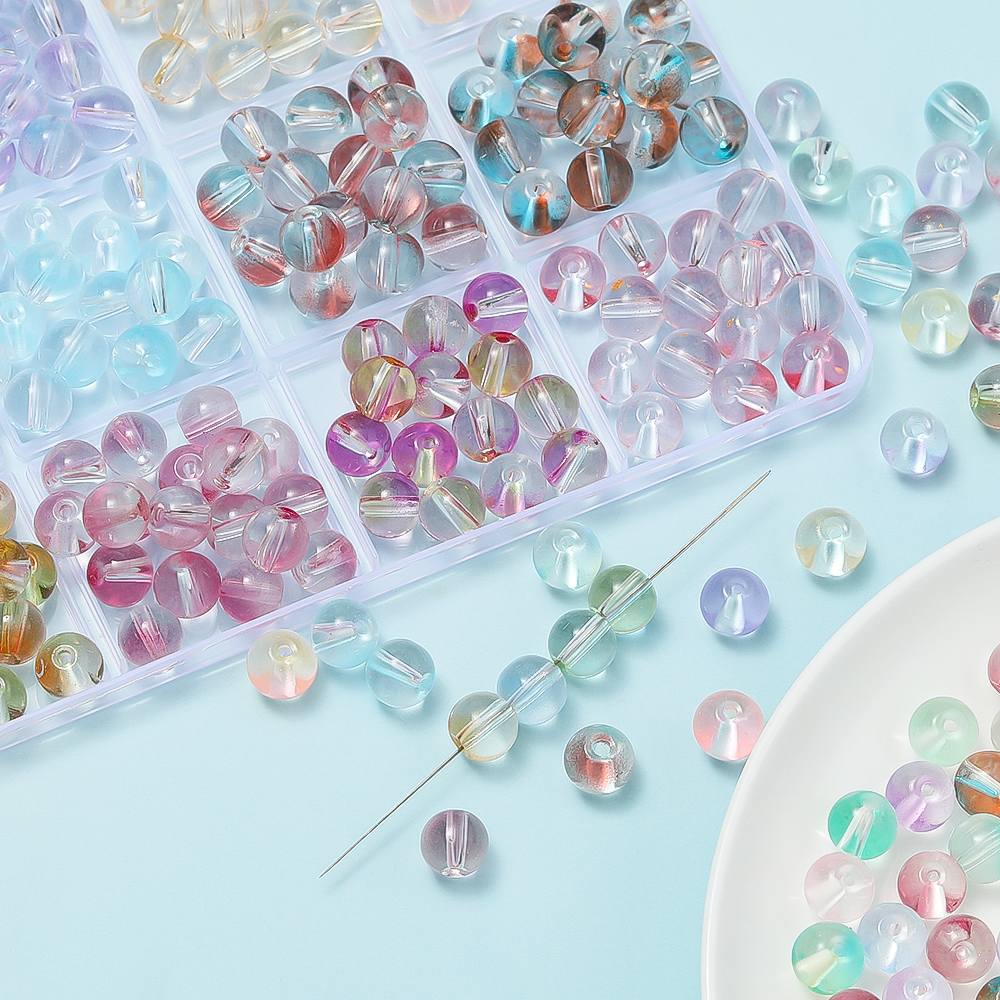 8mm玻璃果冻双色渐变透明珠