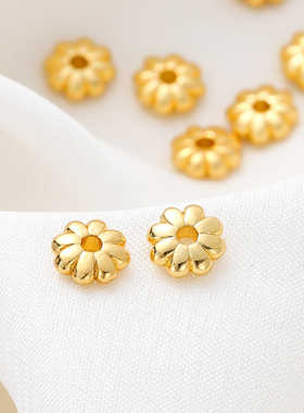 14K18K保色镀金太阳花扁珠飞碟珠手工diy串手链项链隔珠配件材料