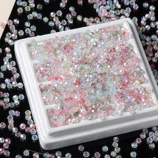 仿水晶镀彩菱形尖珠玻璃米珠手工串珠diy手链手串项链饰品材料