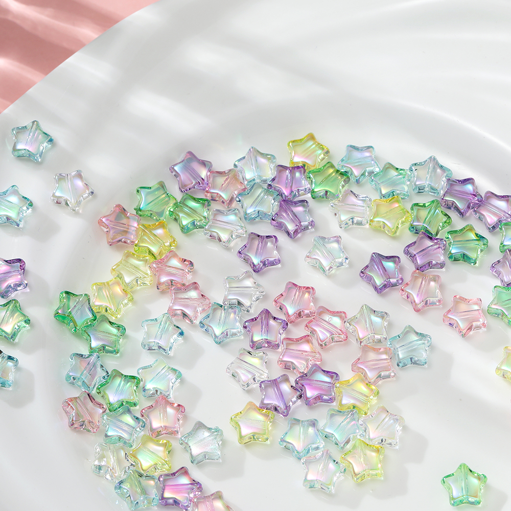 高透明亚克力UV镀五角星珠配件