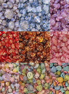 亚克力混款复古描金捷克珠通孔珠子diy手链手机链项链串珠材料