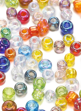 玻璃镀AB彩珠2mm半透明小米珠散珠diy编织手链手串项链串珠材料