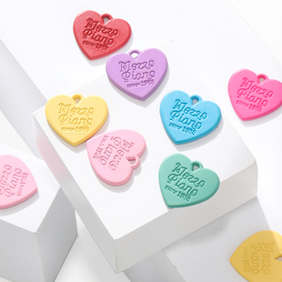 亚克力彩色心形爱心刻字吊坠挂牌diy手链项链耳环饰品挂件配件