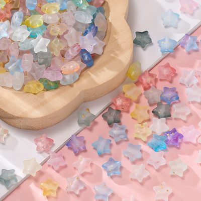 亚克力透明渐变洒金五角星穿孔珠