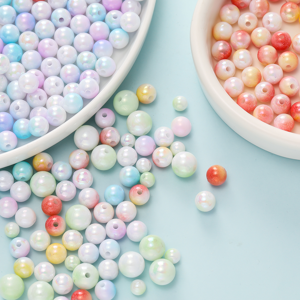 高亮亚克力双色渐变镀彩珠散珠