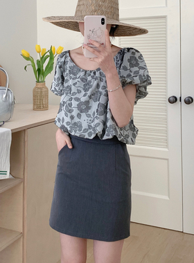 灰色半身裙女包臀裙24春高腰显瘦直筒裙百搭通勤时尚西装大码短裙