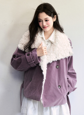 【现货】易碎商店·雾暖甜绒 复古麂皮毛一体保暖厚外套翻领上衣