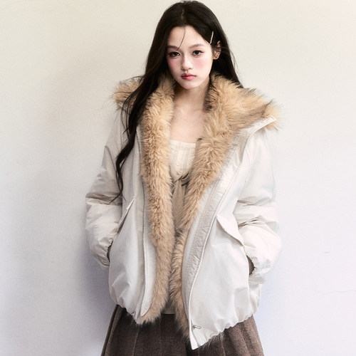fragileheart易碎商店·糖衣裹岁 90白鸭绒环保皮草派克服羽绒服