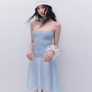 易碎商店·月墜滄海 針織抹胸收腰修身 不規(guī)則辣妹連衣裙 現(xiàn)貨