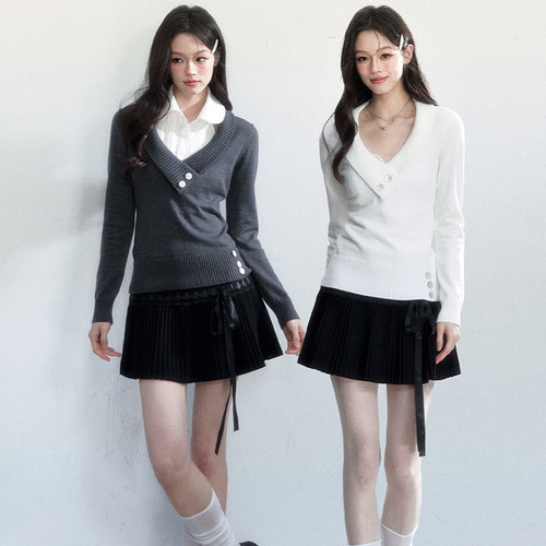 FragileHeart翻领修身内搭毛衣女