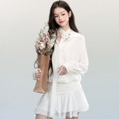 连衣裙收腰荷叶边裙子 气质微透衬衫 现货 易碎商店·雪纺初樱