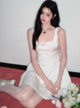 【现货】易碎商店·白色法式赫本风轻婚纱连衣裙气质显瘦小礼服裙