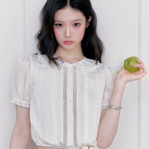FragileHeart蕾丝花边娃娃领衬衫