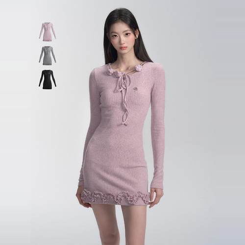 易碎商店韩系花朵绑带连衣裙