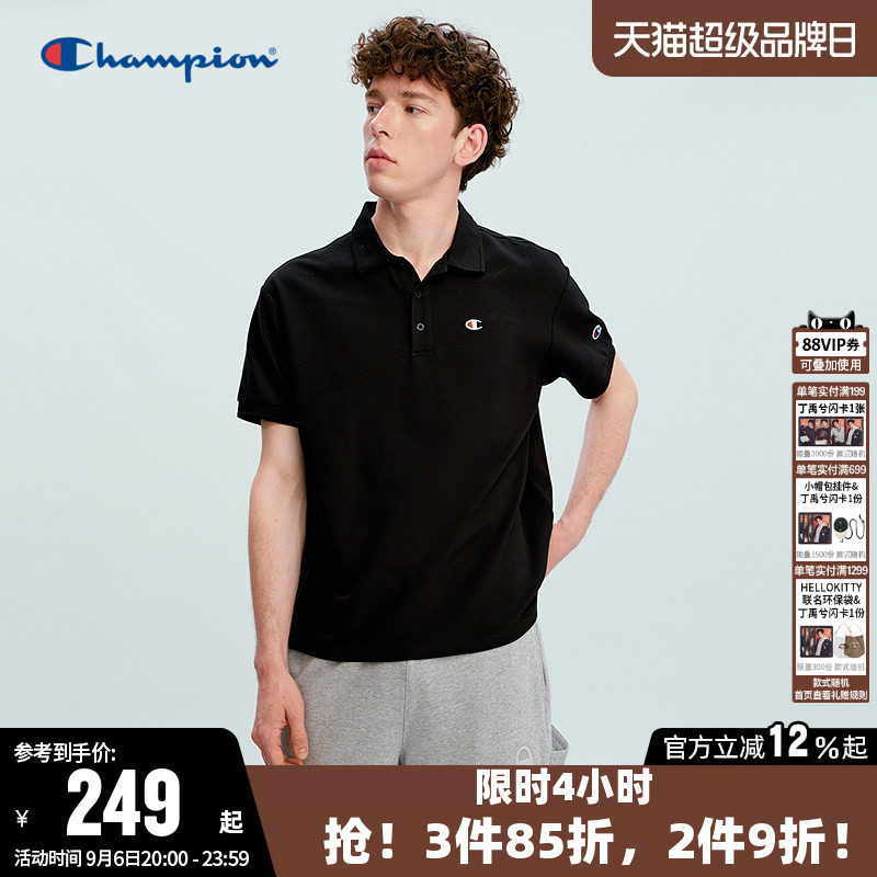 Champion冠军情侣短袖POLO衫T恤图片