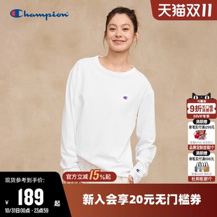 纯棉打底衫 新款 情侣圆领运动上衣男 T恤女25秋季 Champion冠军长袖