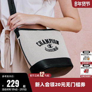 Champion冠军单肩背包男女情侣时尚发财桶斜挎手提水桶包经典百搭