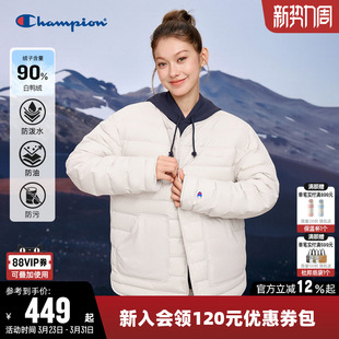 新款 Champion冠军羽绒服女2025冬季 情侣轻薄圆领外套男潮 三防