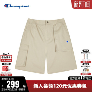 Champion冠军短裤男2026春季新款纯色工装梭织裤休闲宽松五分裤子