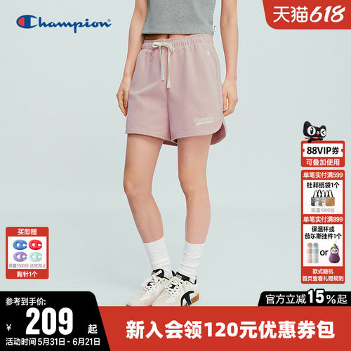 Champion冠军纯棉直筒休闲短裤女