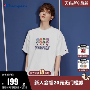 上衣男 纯棉透气情侣橄榄球系列短袖 Champion冠军T恤女25夏季 新款