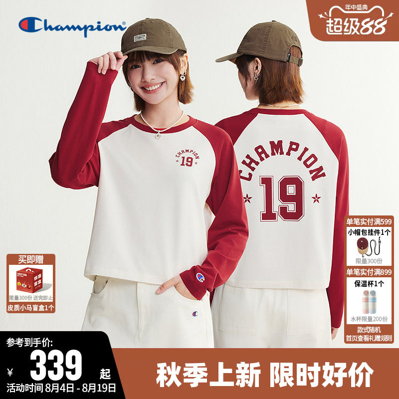 Champion冠军休闲圆领长袖T恤女