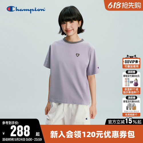 Champion冠军休闲圆领短袖T恤女